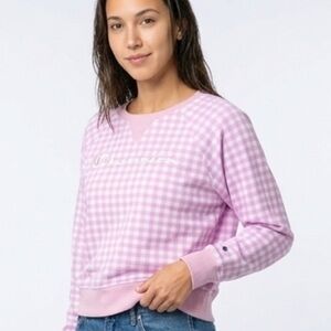 🆕 Champion pink & white Checkerboard Sweatshirt size large